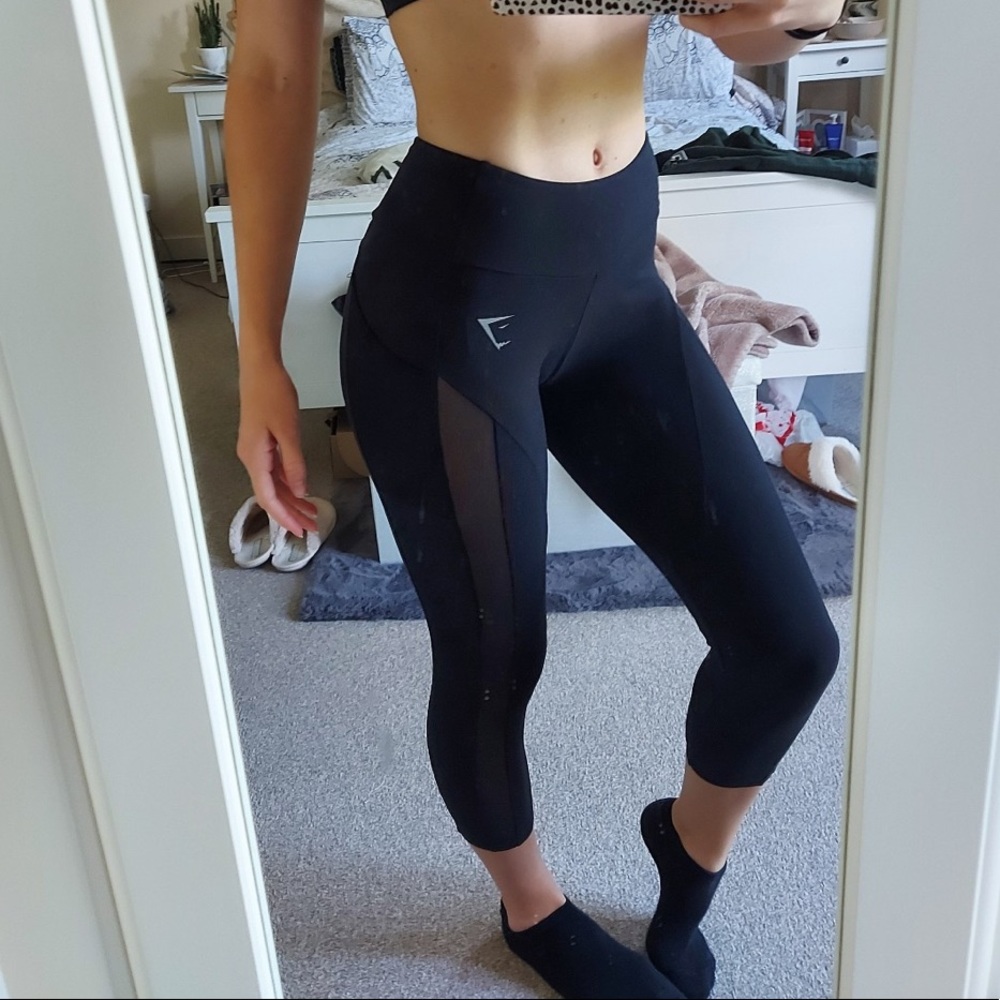 NWT GymShark Xs Simply Mesh Leggings Black